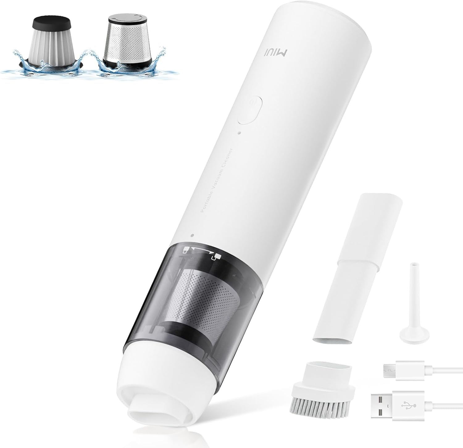MIUI Handheld Vacuum Cleaner 10000PA Cordless Handheld Vacuum Brushless Motor Blow & Suction 2 in 1 Mini Hand Held Vacuum with Type-C Fast Charging 0.8Lb Light Weight for Car,Home,Office, Pet, White image number 3