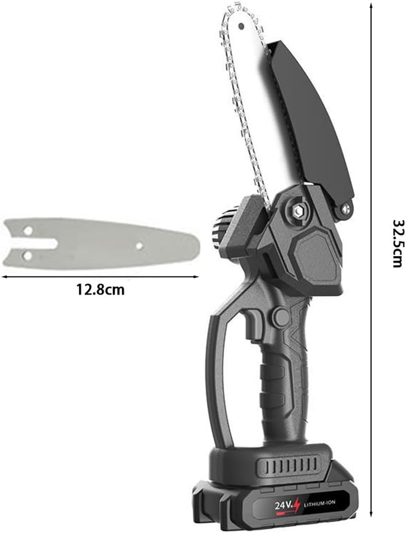Mini Cordless Chainsaw, 4 Inch Rechargeable Electric Handheld Chainsaw with Toolbox Rechargeable Batteries, Chains and Security Lock for Tree Branches,Courtyard, Household and Garden, Black image number 3