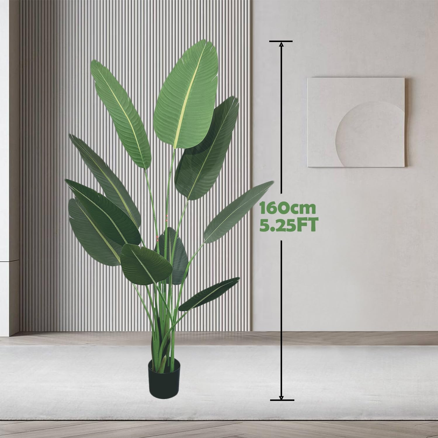 Artificial Bird of Paradise Plant - Realistic Faux Tropical Artificial Plants, Tall Fake Plants Potted Tree for Indoor Home Decor, Office, Maintenance-Free Greenery (5.25Ft/160Cm) image number 1