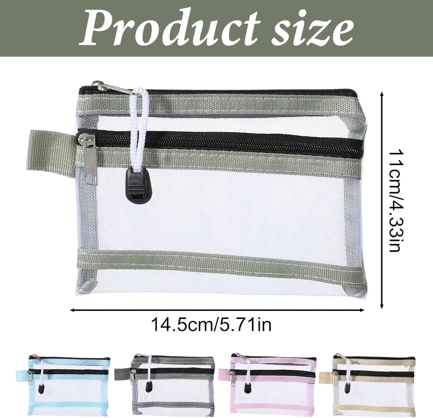 Pack of 5 Mini Mesh Bags with Zip, 14.5 X 11 Cm Mini Cosmetic Bag, Small Make-Up Bag, Mesh Zip Bag, Transparent Storage Bag for Keys, Headphones, Lipstick image number 5