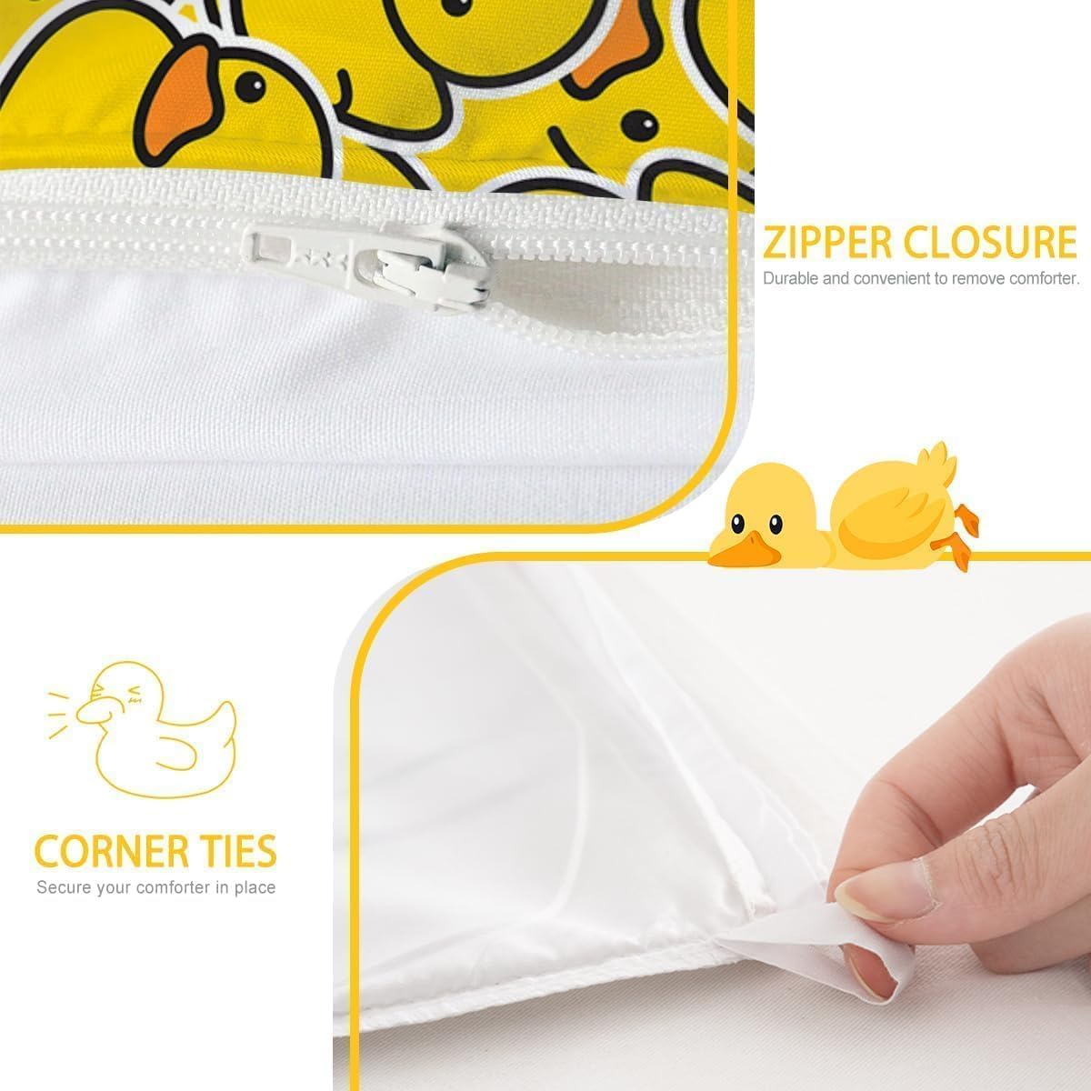 Blessliving Duck Bedding Yellow Rubber Duck Duvet Cover Sets for Kids 3 Pieces Cute Yellow Duckies Comforter Cover Set Cartoon Duck Gifts for Duck Lovers (Single) image number 1