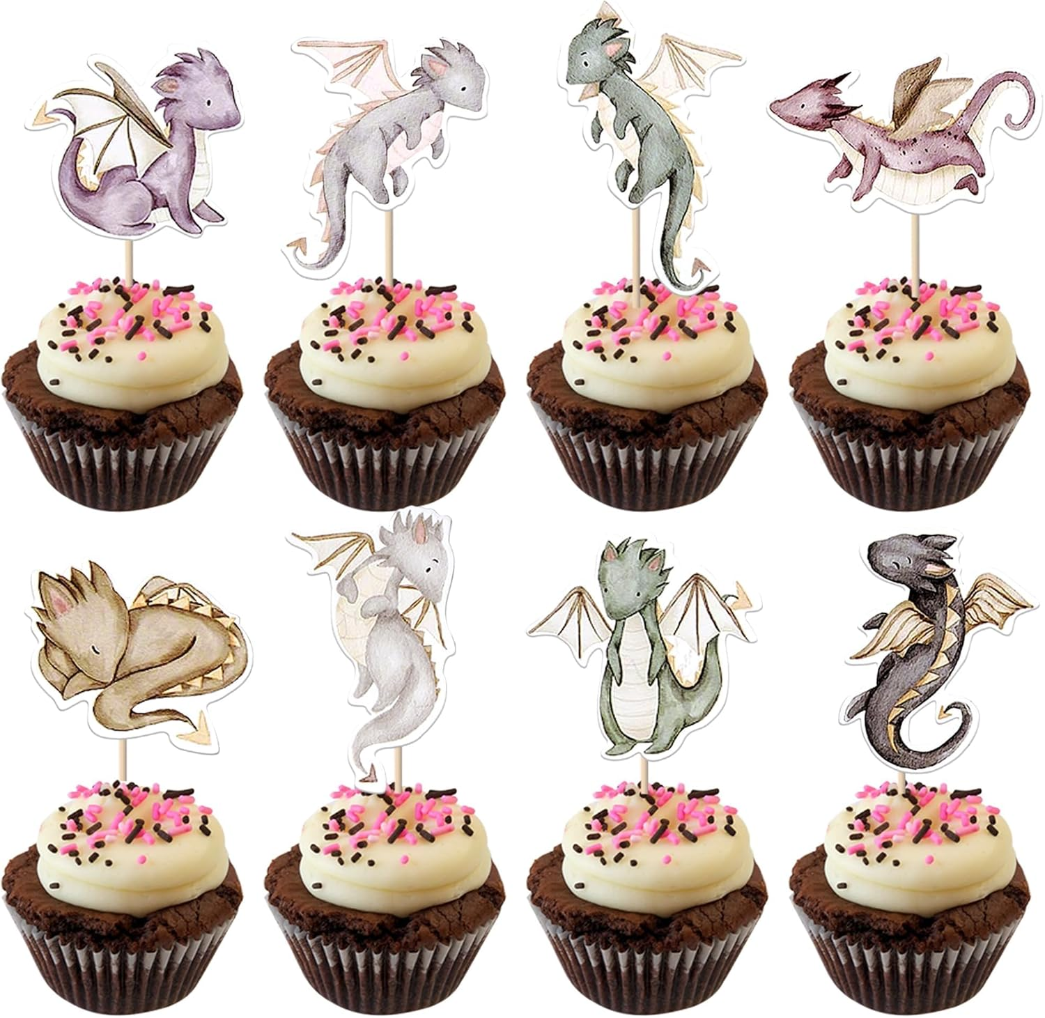 36 Pack Dinosaur Cupcake Toppers Baby Shower Cute Dino Cupcake Picks for Baby Boy Kids Animal Dinosaur Birthday Party Cake Decorations Supplies (#1) image number 1