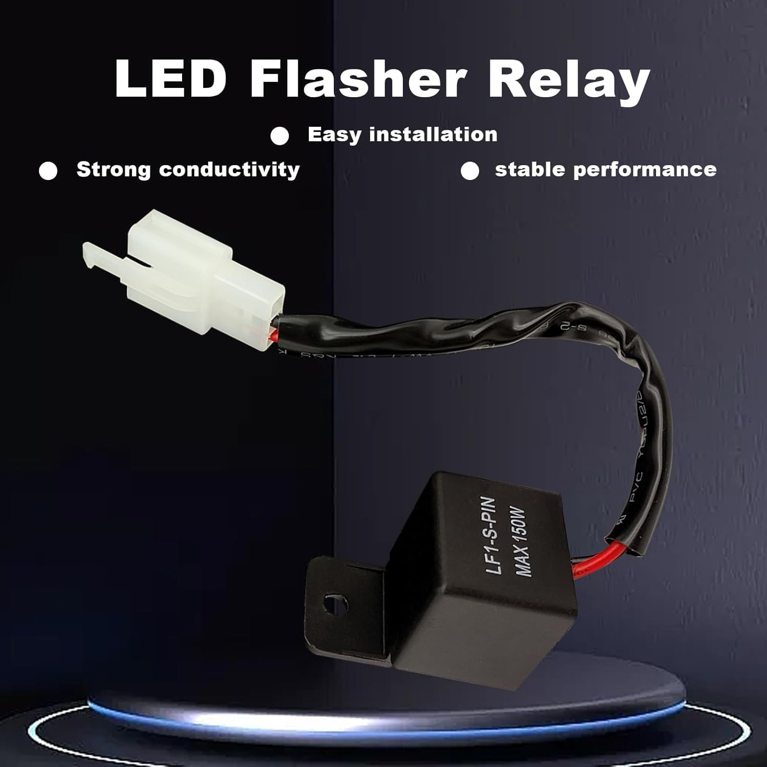 LED Flasher Relay 2-Pin, 12V Relay for Car LED Flash Turn Signal Relays, Adjustable Flash Rate Flasher Relay Wiring Connectors Kit for Fix Motorcycle Turn Signal Bulbs Hyper Flash(1Pcs image number 1
