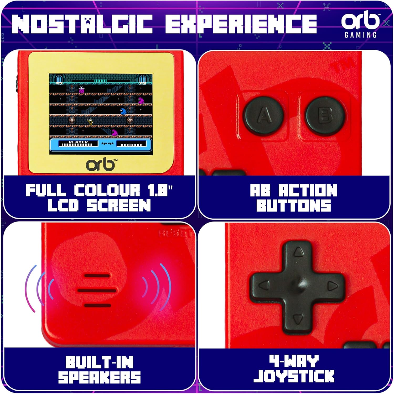 Thumbsup UK, ORB, Retro Handheld Console, 150 8-Bit Games, OR-RETHC image number 6