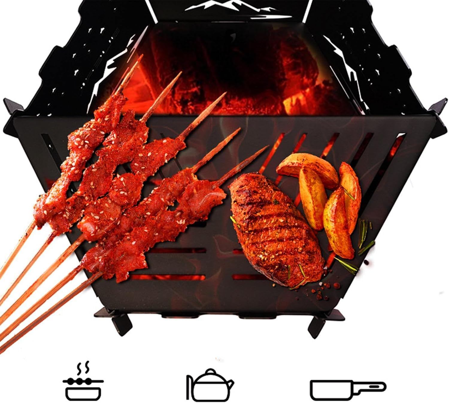 Camp Stove Backpacking,Bbq Wood Burning Foldable Camp Stoves Backpacking Burner - Compfire Lightweight Bonfire Rack Backpacking Camping Burner for Hiking image number 2