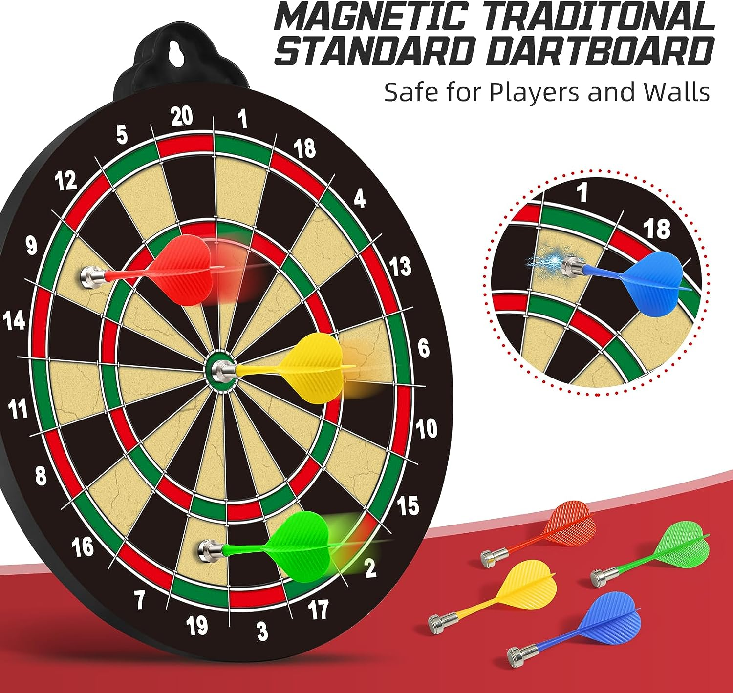 Olefun Dart Board Toys for Boys Age 8-12, 2 in 1 Magnetic & Felt Dartboard, Indoor and Outdoor Game for Kids, Ideal Birthday, for Age 8, 9, 10, 11, 12 Years Old image number 5