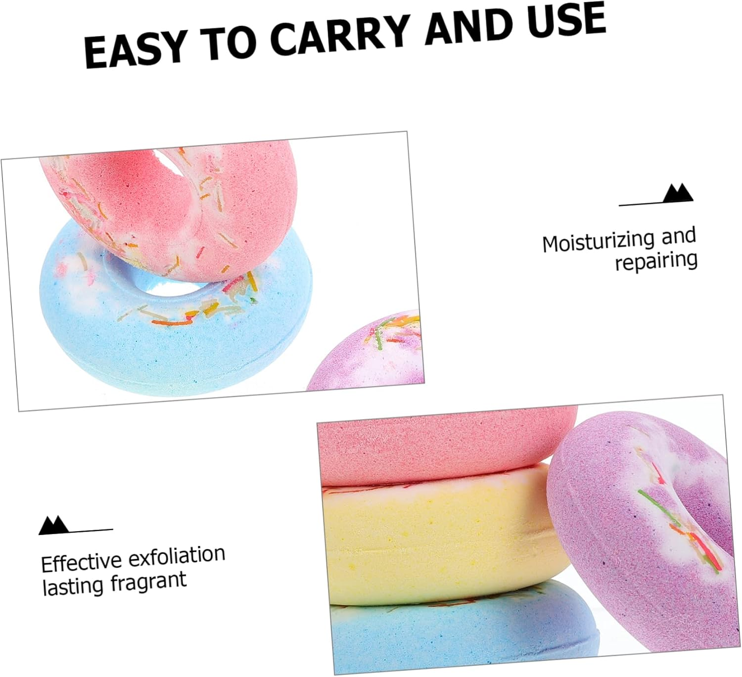 SHOWERORO 4 Pack Salt Bath Handmade Doughnut Bath Balls Skin Care Relaxing Bath for Mom Friend or Self