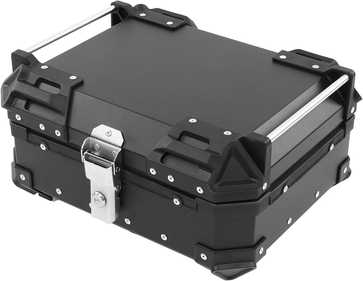 Motorcycle Luggage Box, High Strength Shockproof 25L Large Capacity Motorcycle Tail Case with Removable Base for Motorbike (Silver)