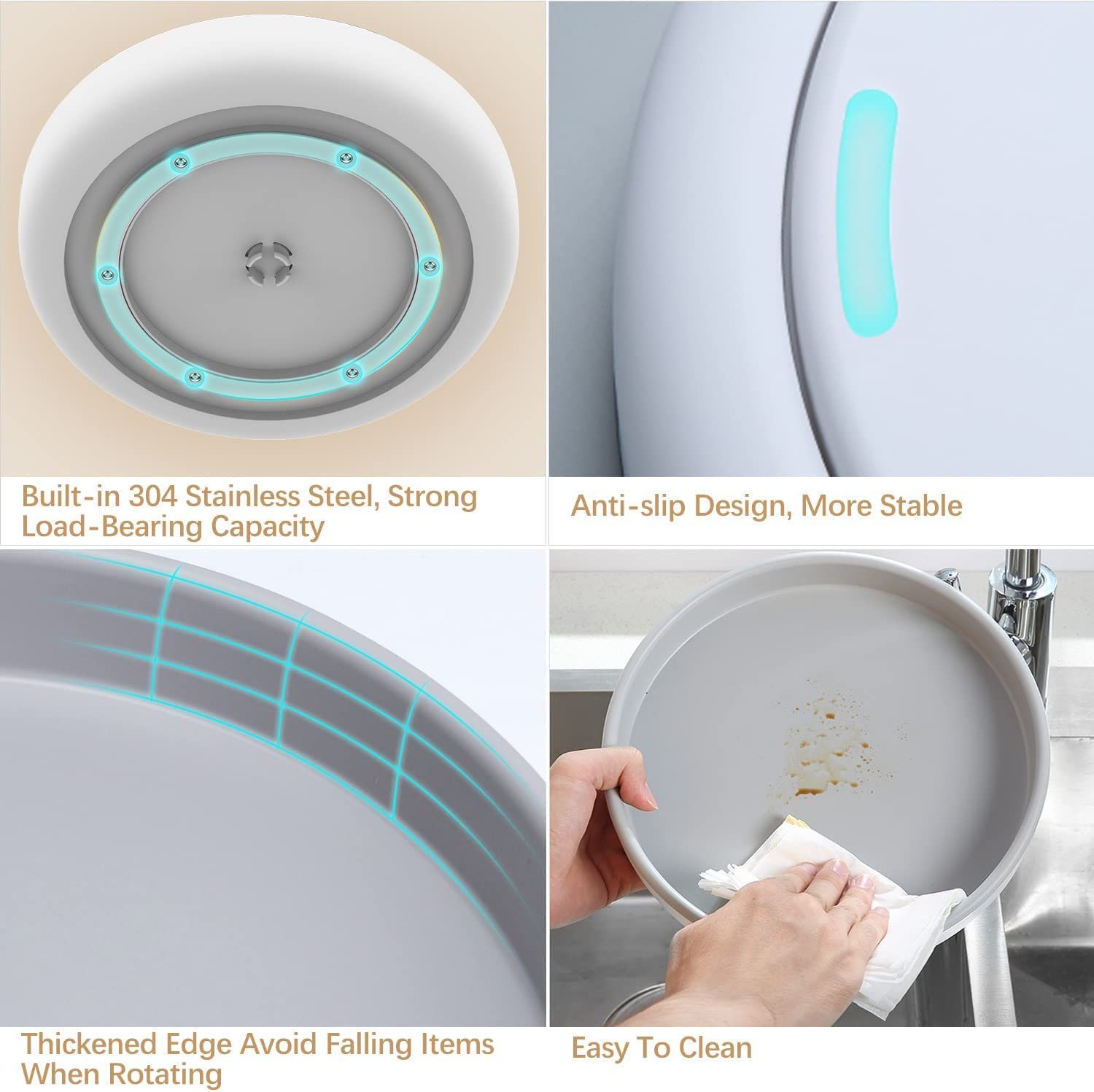 Lazy Susan 30Cm Large 360&deg; Rotating Organiser for Condiments Spice Waterproof Plastic Lazy Susan Pantry Organiser Turntable for Kitchen Countertop Organized image number 2