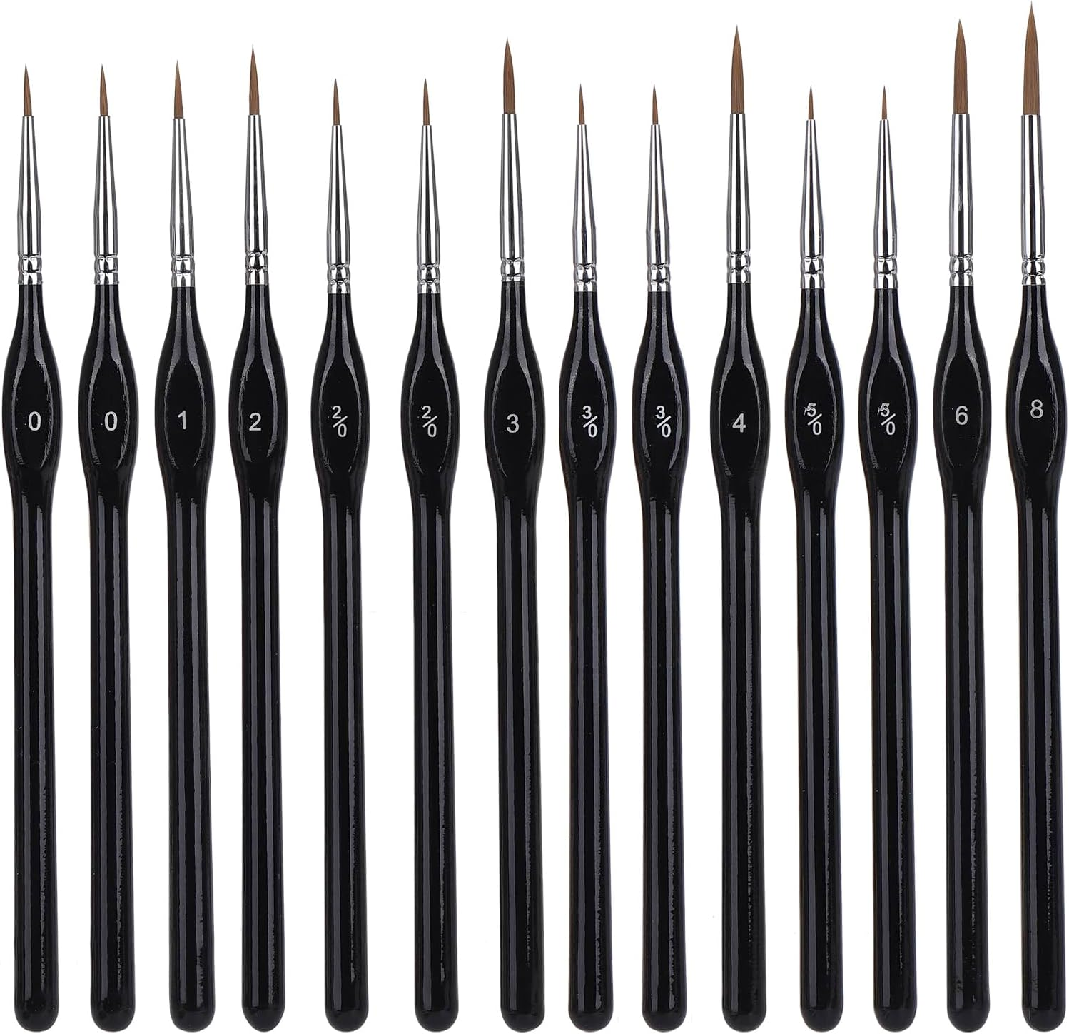 14 Pieces Fine Detail Paint Brush Miniature Painting Brushes Kit Mini Paints Brush Set for Acrylic, Watercolor, Oil, Face, Nail, Scale Model Painting, Line Drawing - Black image number 6
