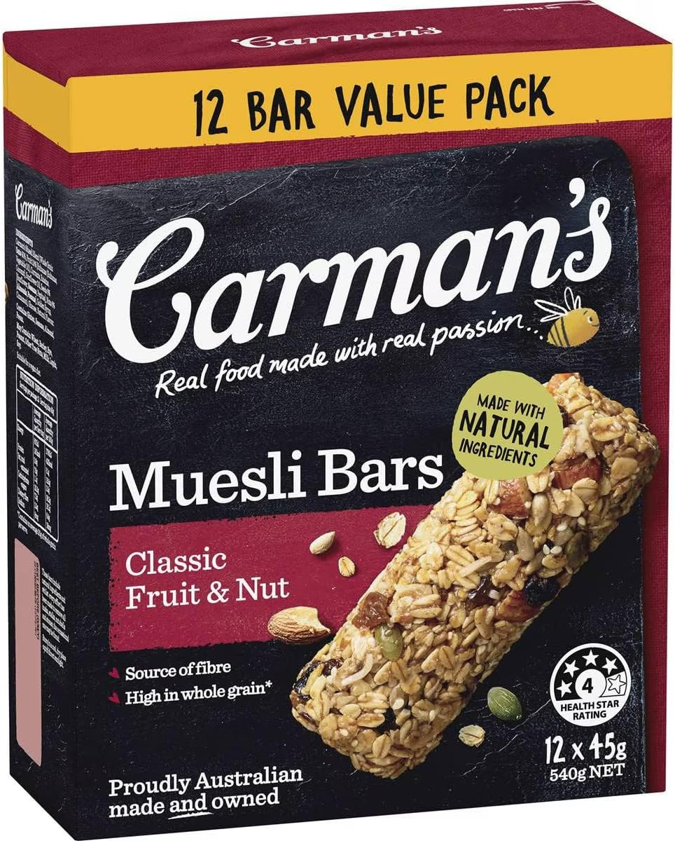 Carman'S Classic Fruit and Nut Muesli Bars Value Pack 45 G (Pack of 12)