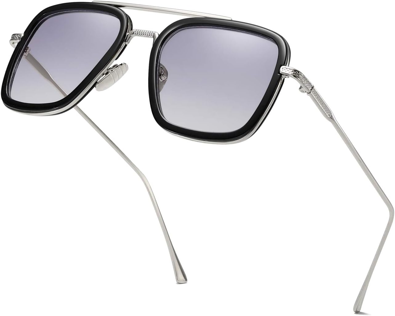 Aisswzber Tony Stark Sunglasses Vintage Square Metal Frame for Men Women -Iron Man and Spider-Man Vintage Sun Glasses - Blue image number 3