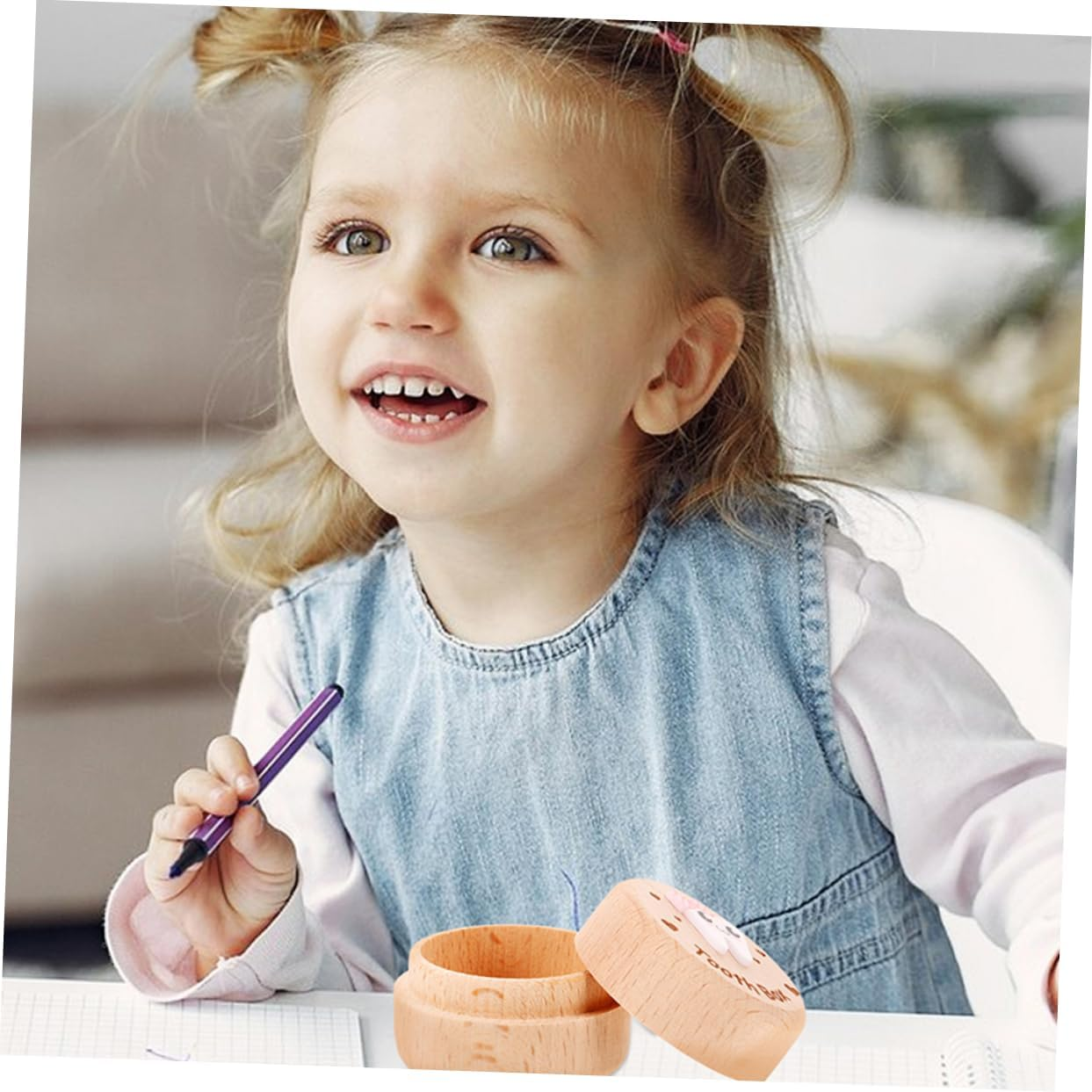 2Pcs Deciduous Tooth Box Wooden Lost Tooth Box Boys and Girls Small Keepsake for Girl image number 4