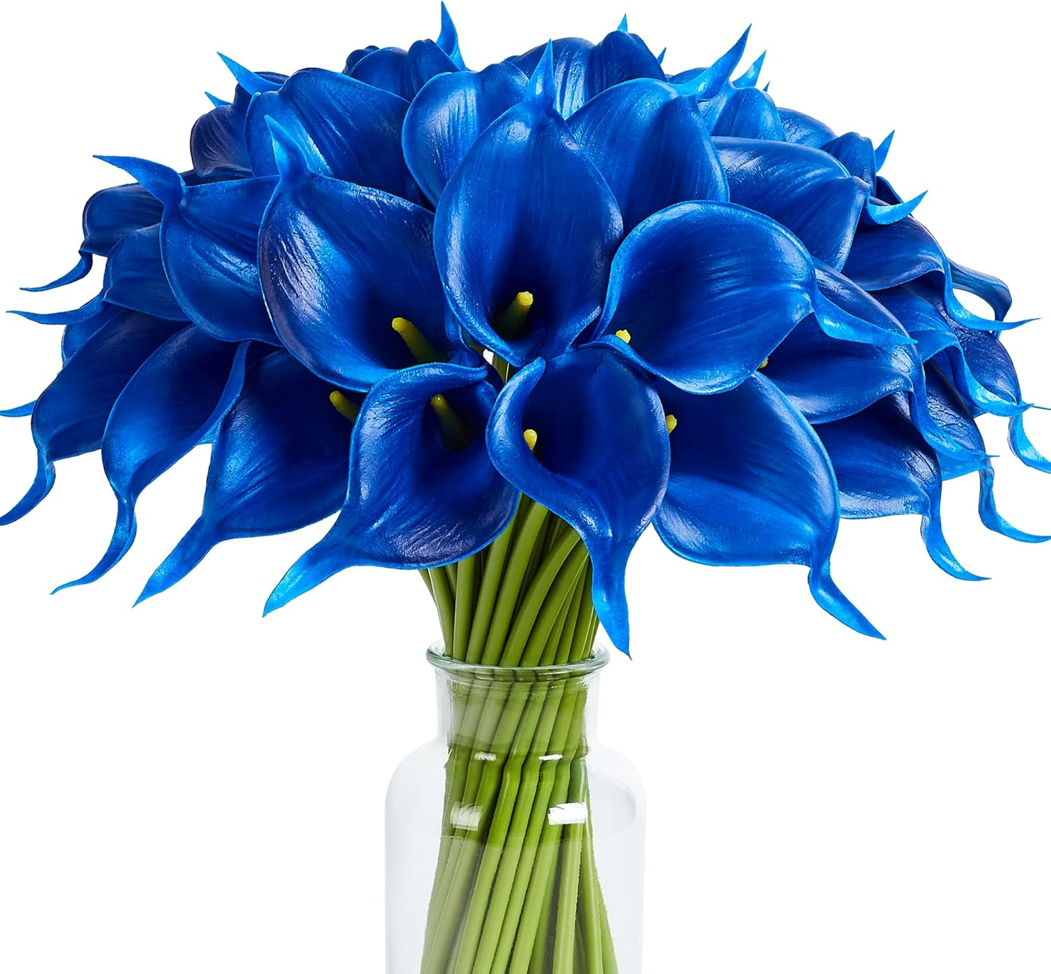 SITUMEIZI 24 PCS Teal Fake Flowers Artificial Calla Lily Silk Flowers Real Touch for Mother'S Day Easter Home Kitchen Decor Wedding Bouquet Office Spring Decoration(Teal Blue)