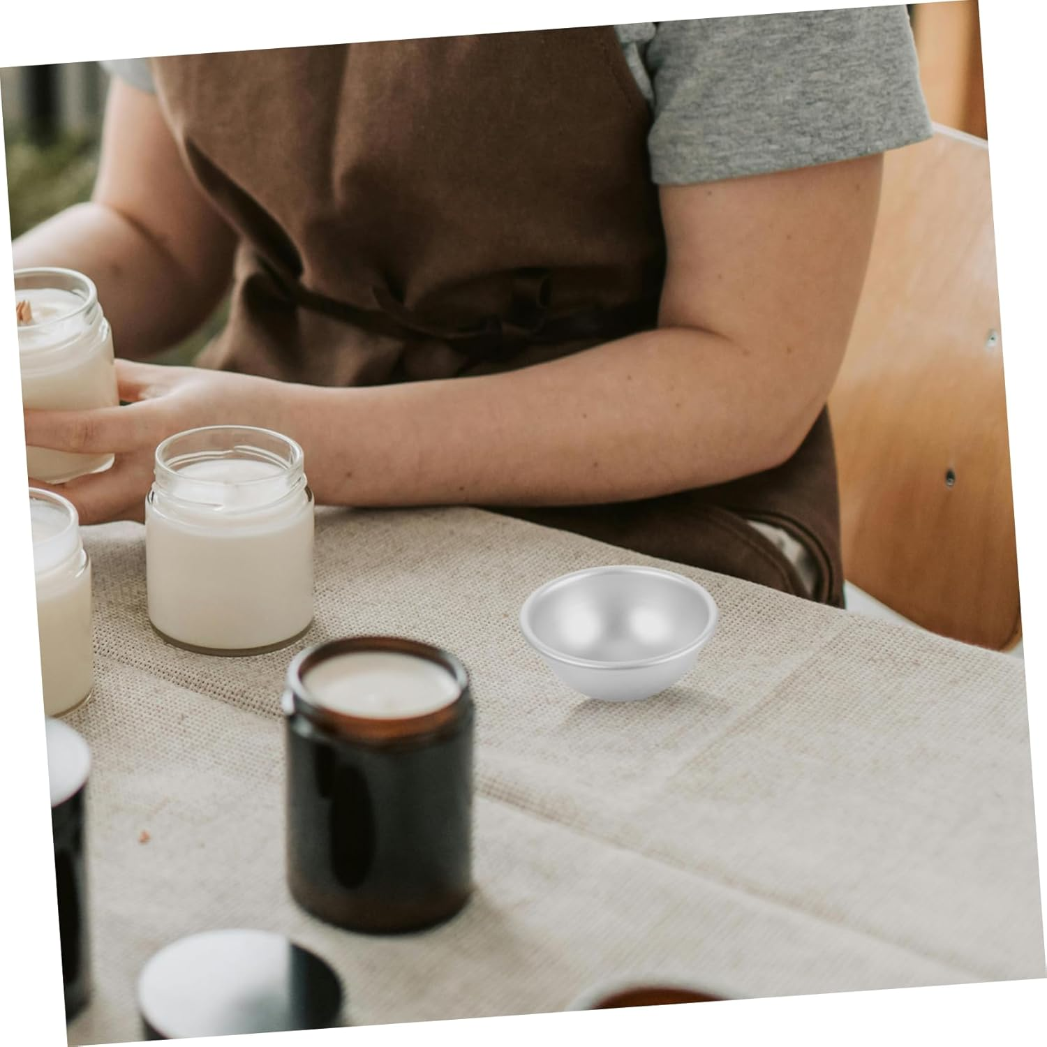 12Pcs Aluminum Bath Salt Molds Semicircular Ball Moulds DIY Bath Bomb Molds image number 3