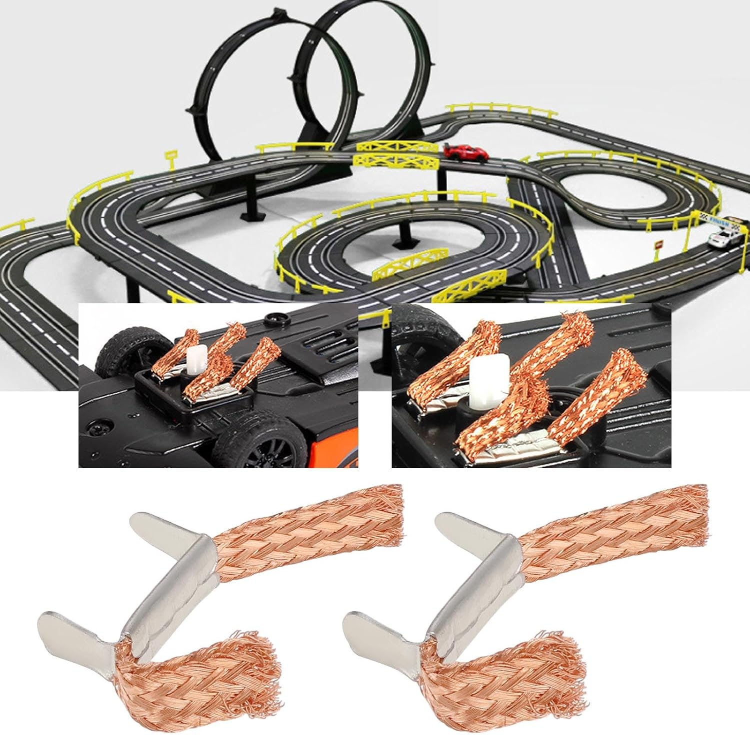 Emsea 20Pcs Remote Control Car Conductive Brush Toy Car Metal Brush Toy Car Accessories for Remote Control Track Racing Car Electric Remote Control Toy Car image number 2