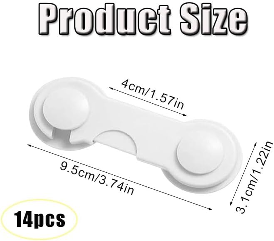 WADY 14 Pack Cabinet Locks for Babies, Child Proof Cabinet Locks, Child Safety Locks Drawer Locks Baby Proofing Baby Cabinet Safety Latches Kitchen System with Strong Adhesive Tape (White) image number 4