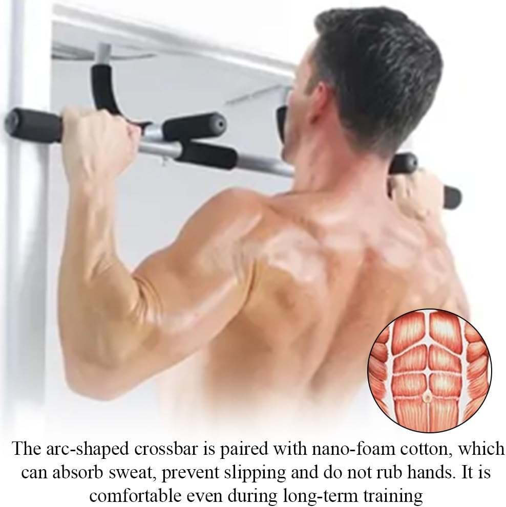 Doorway Pull-Up Bar, Thickened Steel Maximum Weight Limit 160 Kg, Upper Body Fitness Exercise Bar, Doorway Multi-Grip Device, Indoor Pull-Up Bars for Home and Gym image number 6