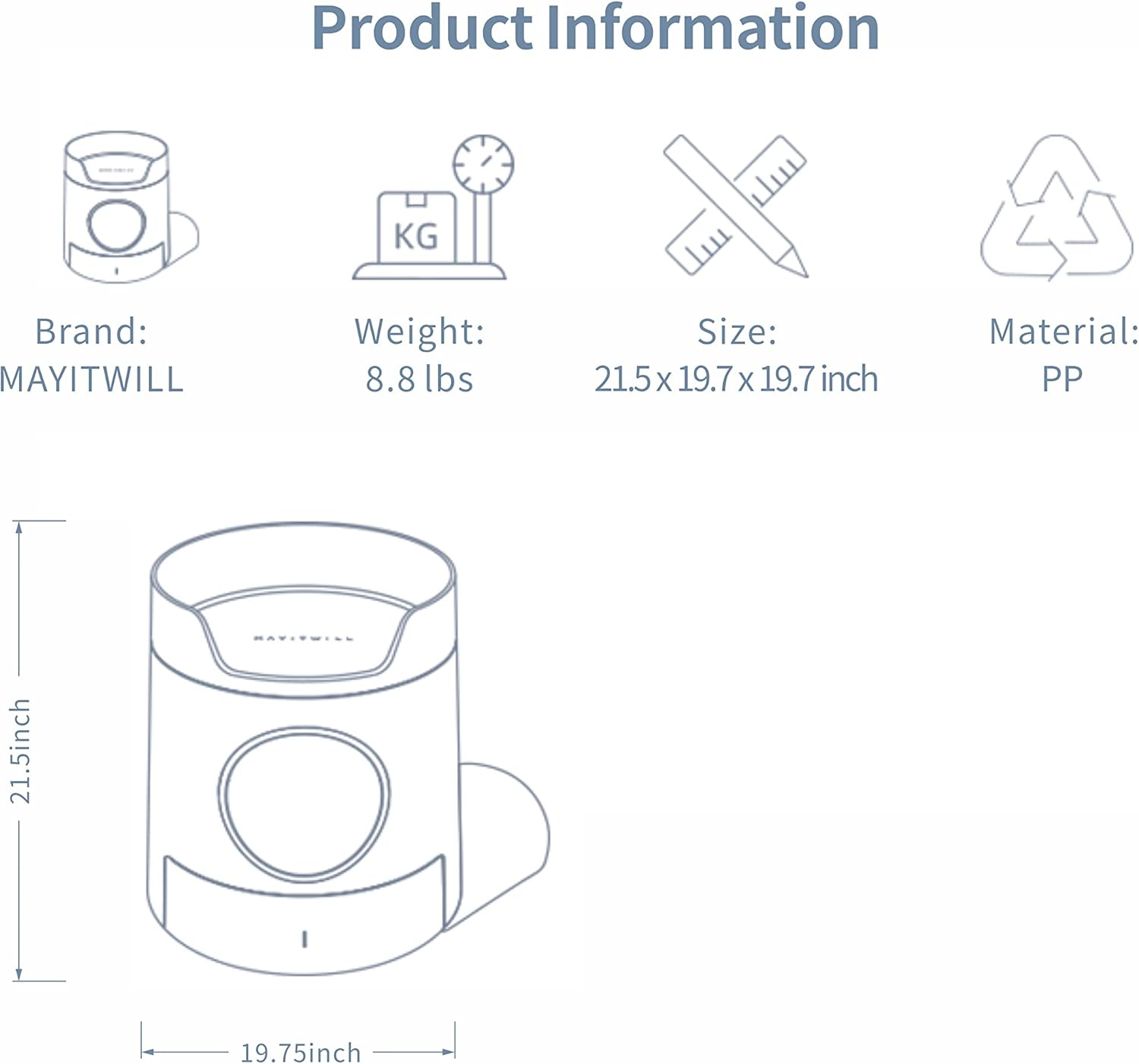 Mayitwill Cat Litter Box Standard Large Castle 2 in 1 Front-Entry Cat Litter Box with Scratch Basin, Scoop Included White image number 1
