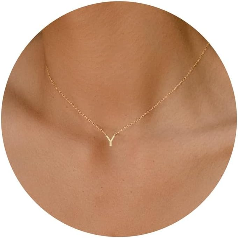 Gold Initial Necklace for Women Girls Dainty Choker Letter Necklace - Gold Initial B image number 6