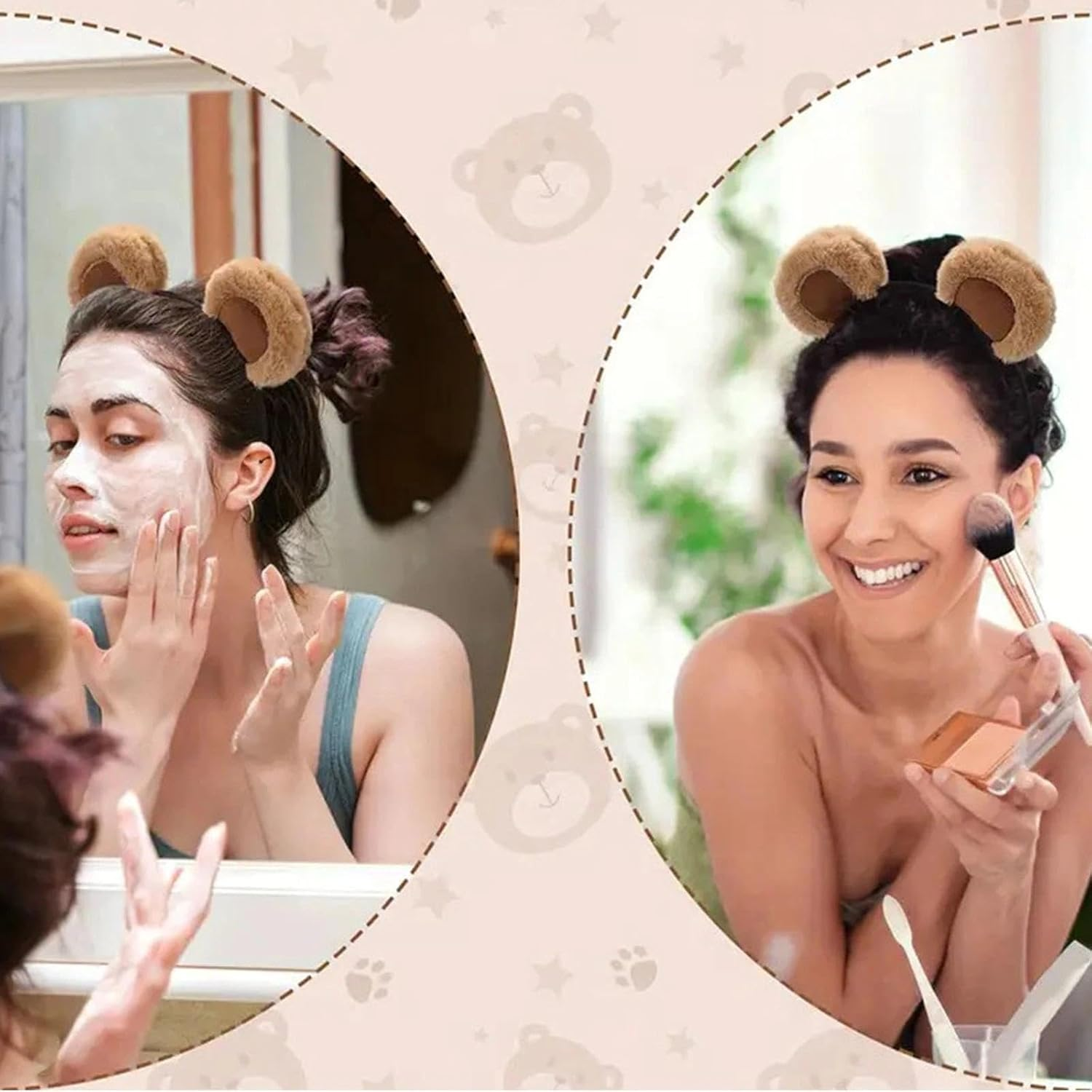 Dinghaole 2Pcs Cute Brown Bear Ear Headband, Soft Plush Animal Ear Headband for Costume Parties, Role-Playing, Festivals, Photography Props image number 1