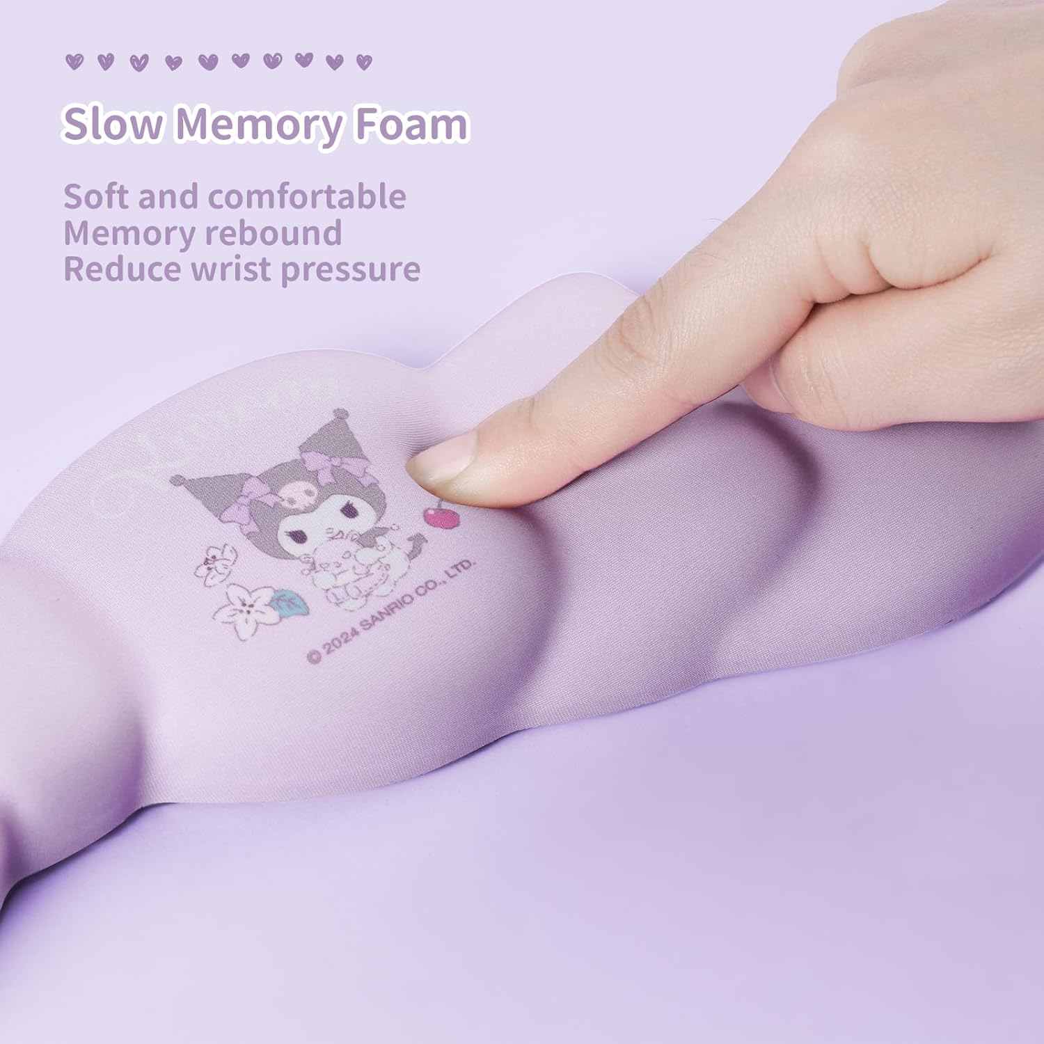 Memory Foam Bowknot Wrist Rest,Non-Slip Rubber Base Keyboard Wrist Rest for Gaming,Or Home Office Work (Purple) image number 1