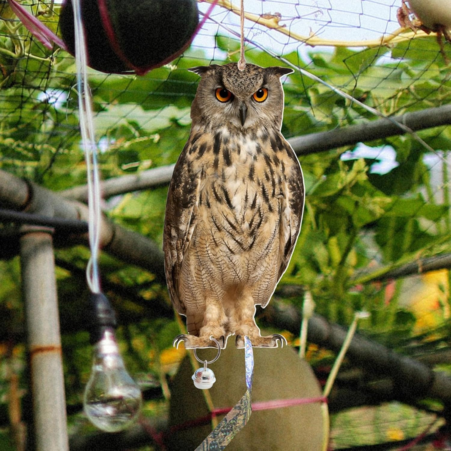 Fake Hawk, Pigeon Bird Scarers Kite for Trees Gardens, Bird Repellent1 Devices, Owl Decoy to Scare Birds Away, Garden Protector Decor Waterproof with Bell image number 3