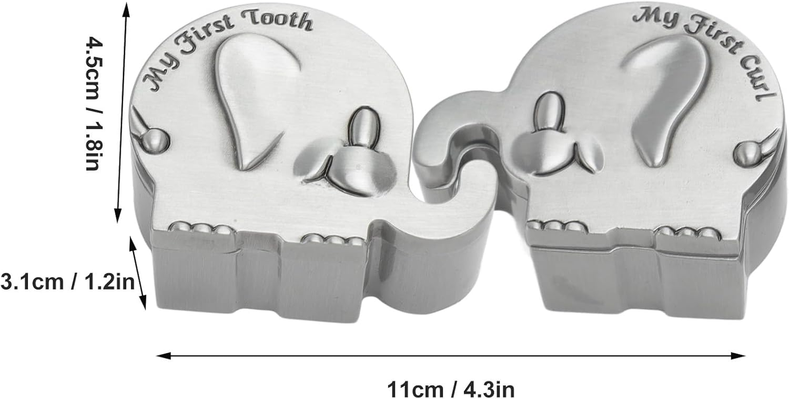 Elephant Keepsake Box, Small Metal Storage Container, 2 Pack, for Tooth and Curl Collection