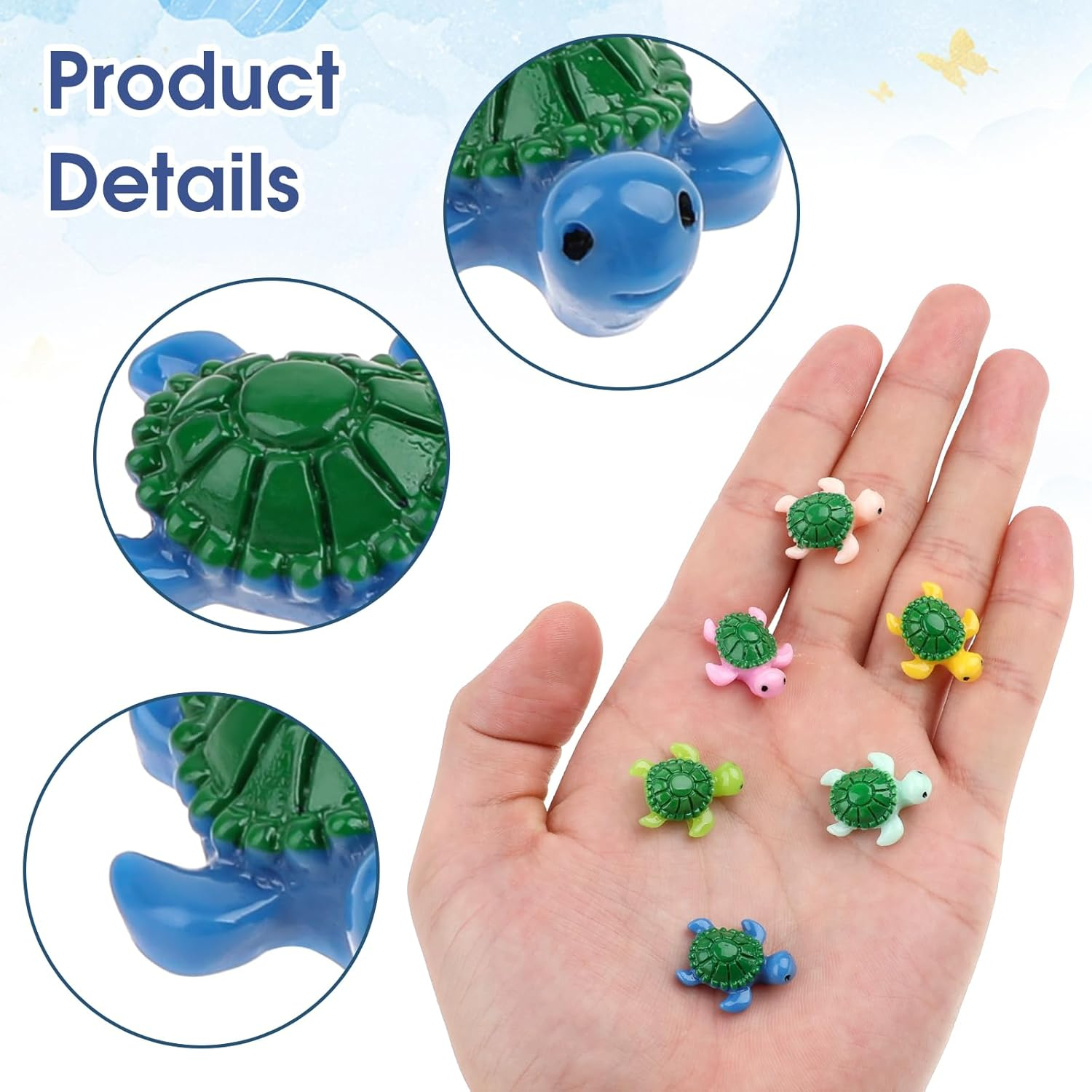 30 Pcs Miniature Turtles Multicolored Mini Turtle Decor Tiny Turtles Miniature Tortoises, Micro Landscape Decor Ornament Turtle Figure Garden Decor, Sea Turtles for Garden Fish Tank Micro Landscape