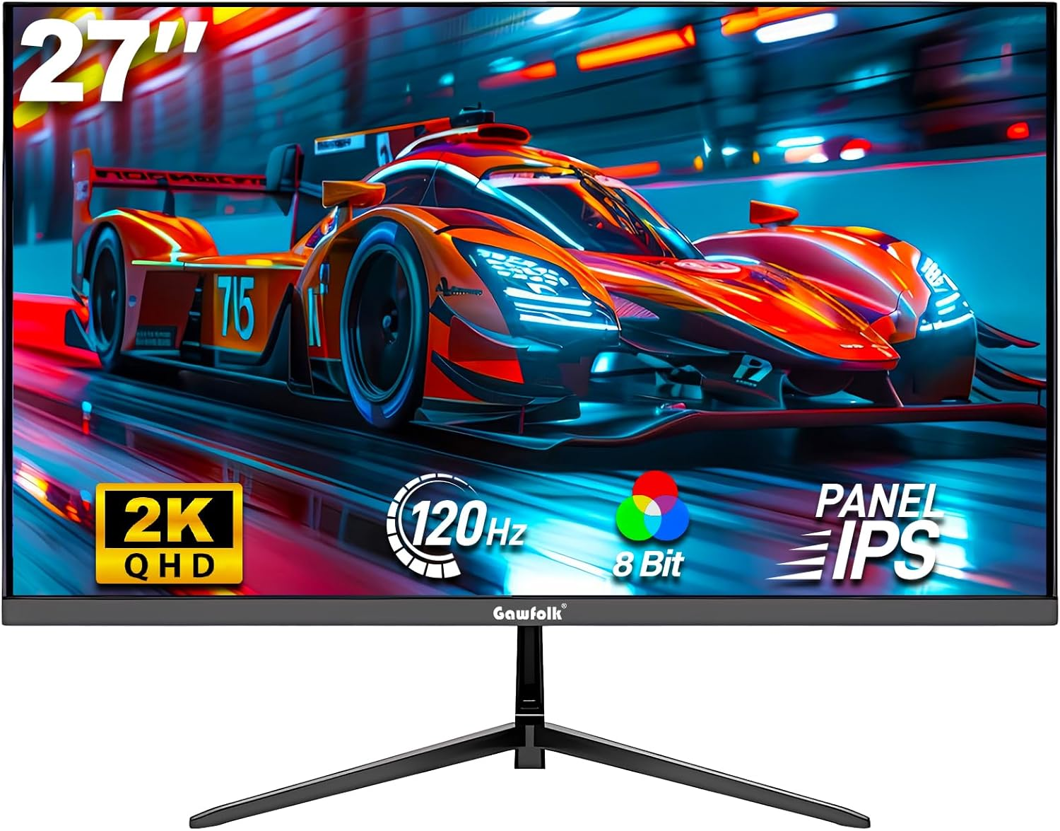 27" 2K Gaming Monitor - 120Hz, QHD PC Computer Screen IPS with AMD Freesync, Flicker-Free, Support VESA Mountable (75X75Mm) image number 2