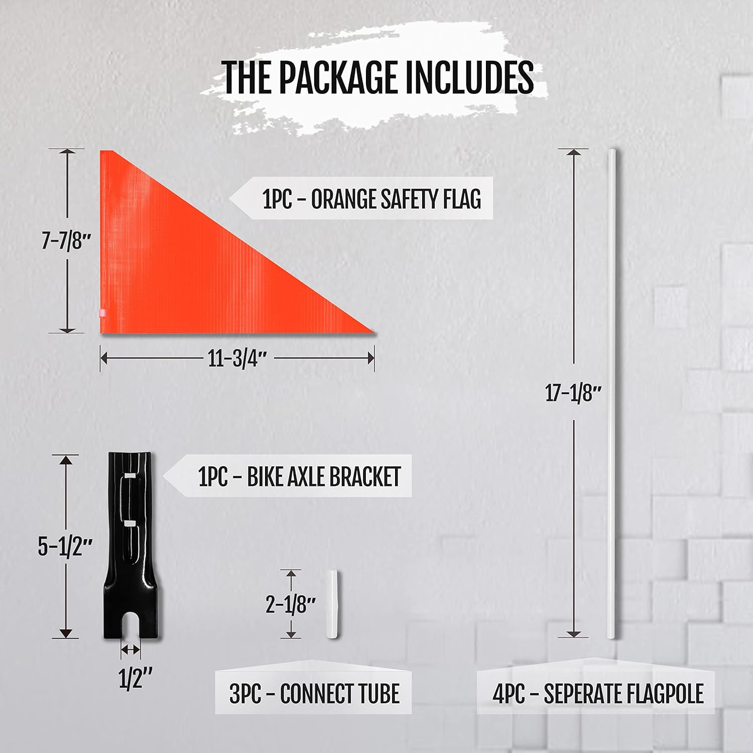 Anley 6Ft Bike Safety Flag with Fiberglass Pole & Mounting Bracket - Adjustable Length, High Visibility & Tear Resistant - Double Sided Bicycle Trailer Safety Flags for Kids & Adults (Orange) image number 4