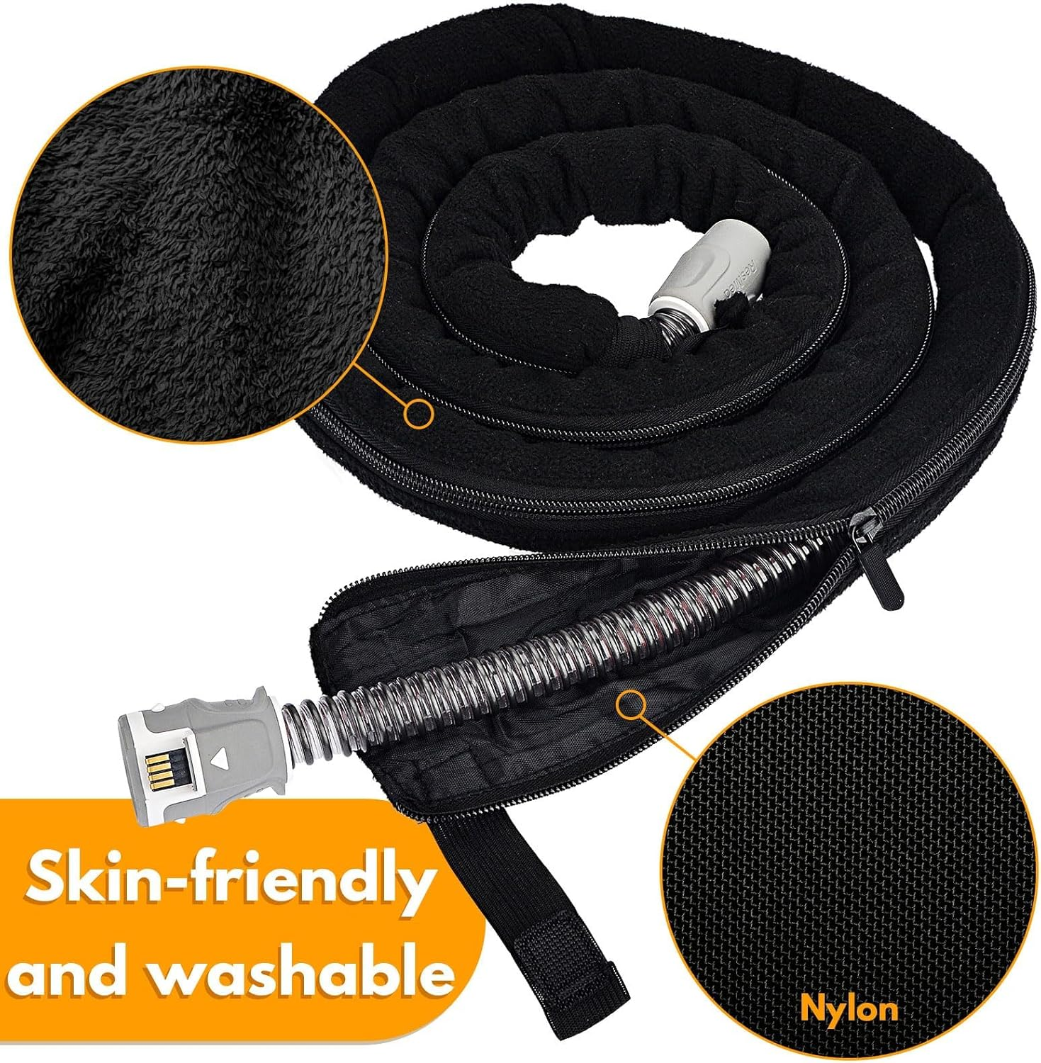 6.3Ft CPAP Hose Cover for Resmed Climatelineair Airsense 10 & 11, Cat Proof CPAP Tube Cover, Double-Sided Hose Wrap Full Zipper for Heated Tubing image number 3