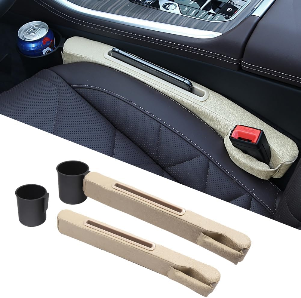 Car Accessories,Car Gap Plug with Pocket Organizer and Removable,3In1 Cup Holder Prevent Small Items from Falling,Car Seat Gap Storage