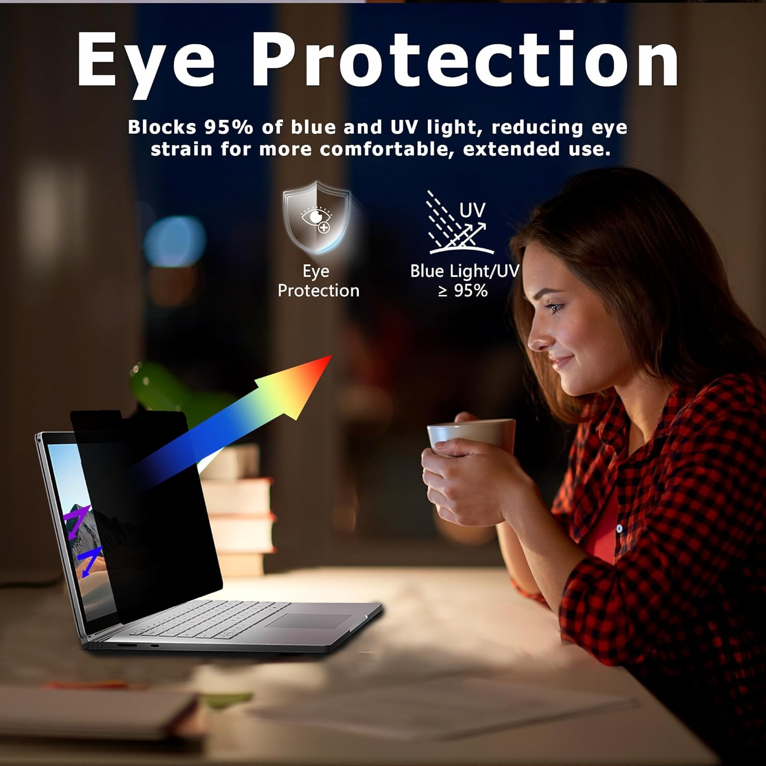 Adeway Privacy Screen for Macbook Air 15 Inch (2023&ndash;2025, M2, M3, M4), Anti-Spy, Magnetic Attachment with Nano Adhesive, Blue Light Reduction & Anti-Glare, Ideal for Office and Travel Use image number 1