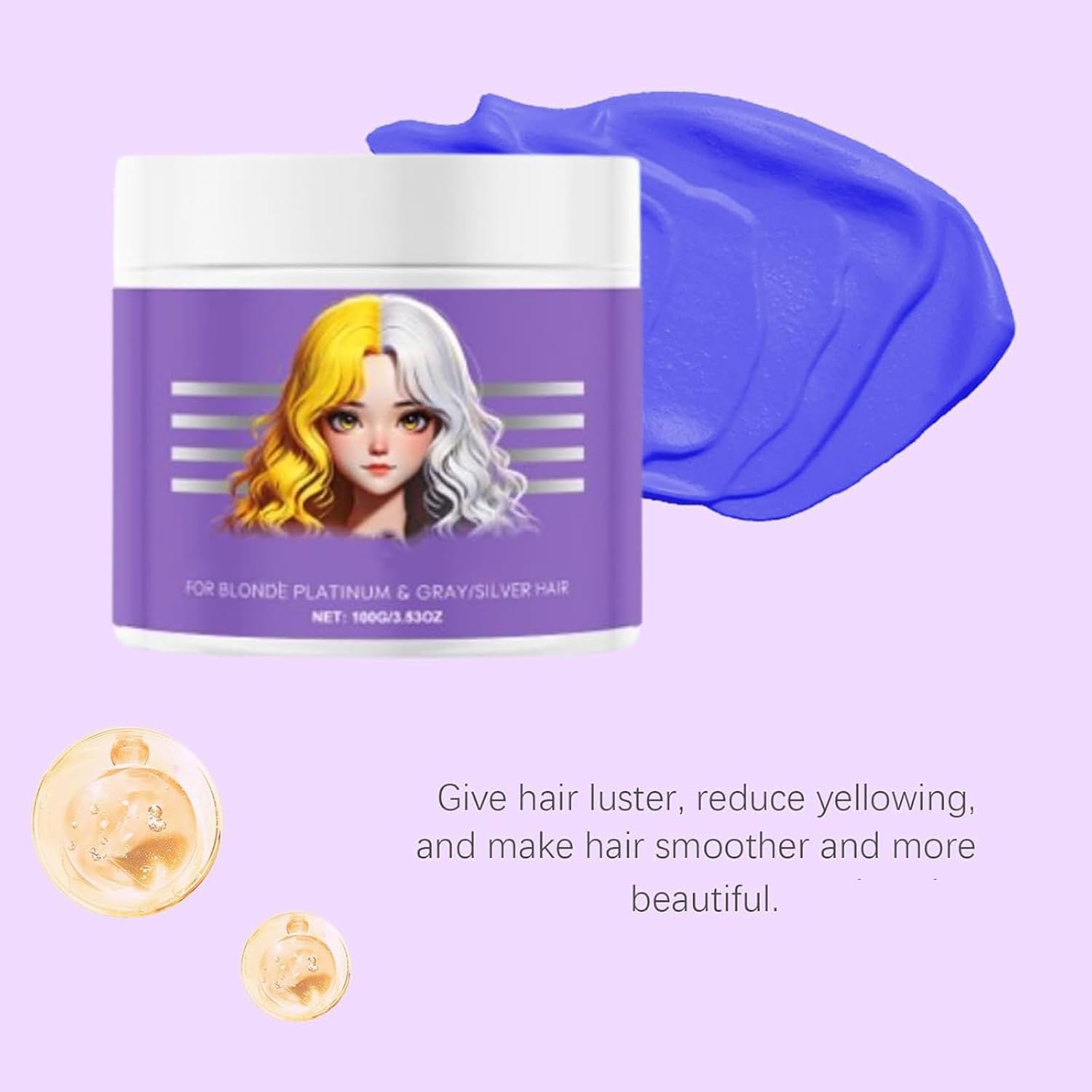 Anti-Yellowing Purple Hair Mask,Anti Yellow Purplehair Mask,Purple Hair Masks for Blonde Hair,Purplemoisturizing Conditioner,Remove Yellow Tones & Condition Dry,Rich Roots for All Hair Types (3Pcs) - 3Pcs image number 4