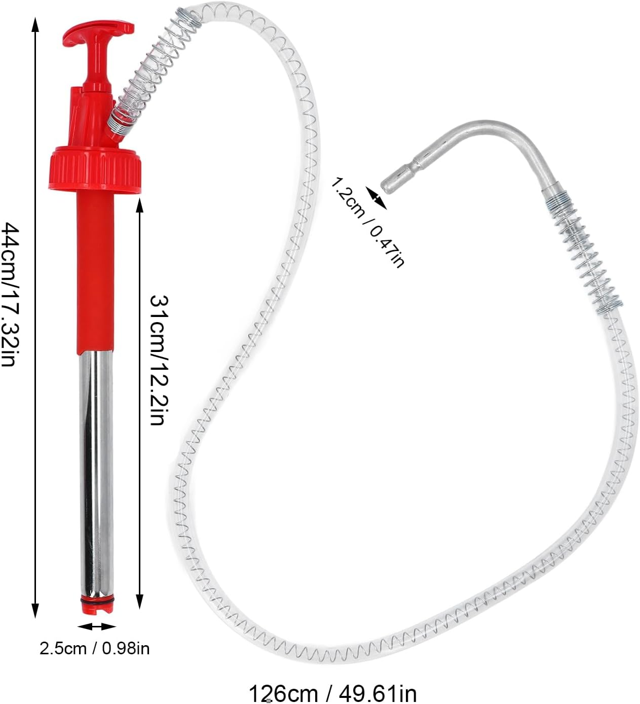 Jiawu Portable Transfer Pump, Hand Siphon Pump for Gas, Fuel, Oil, Water Transfer Oil Extractor with 4.16Ft Extra Long Hose for 20L Drum, Multi Use Liquid Pumps Transfering Water Fuel image number 4