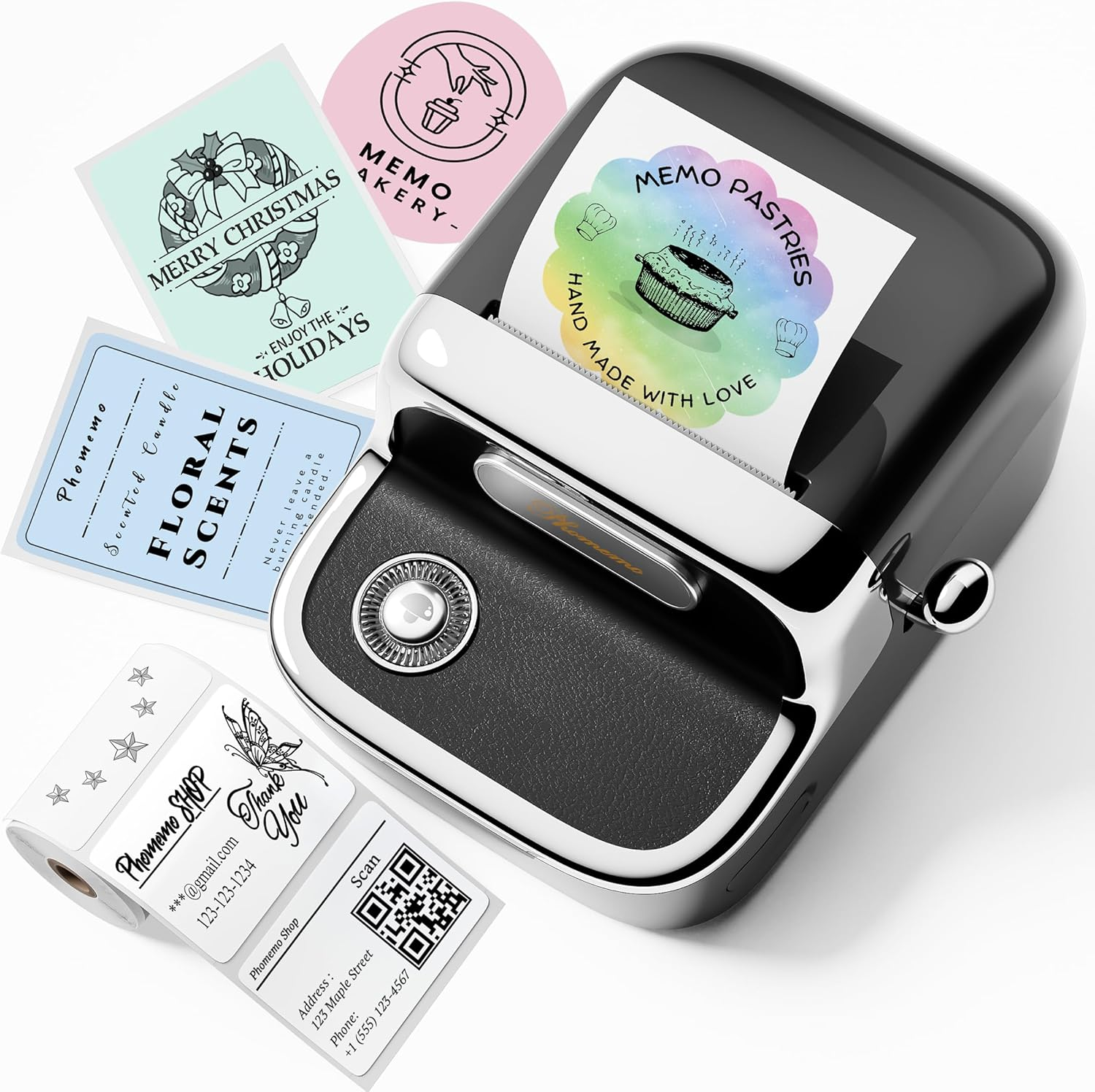 Phomemo M150 Label Maker Machine, 2025 Upgraded Bluetooth Sticker Printer, 2" Thermal Label Priner for Home Use & Small Business, Compatible with Ios & Android Phone, with 1 Pack 40X30Mm Thermal Label
