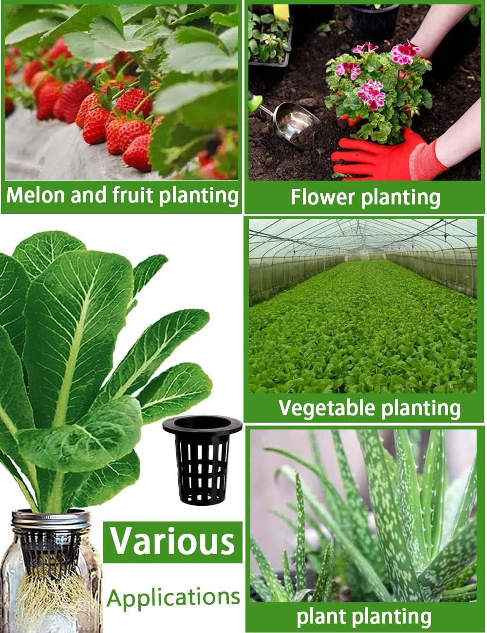 100 PCS 5CM Garden Slotted Mesh round Net Cups, 2 Inch Lightweight Economy Heavy Duty BPA Free Plastic Cups, Wide Lip Bucket Basket Pot for Hydroponics Aquaponics (Black) image number 2