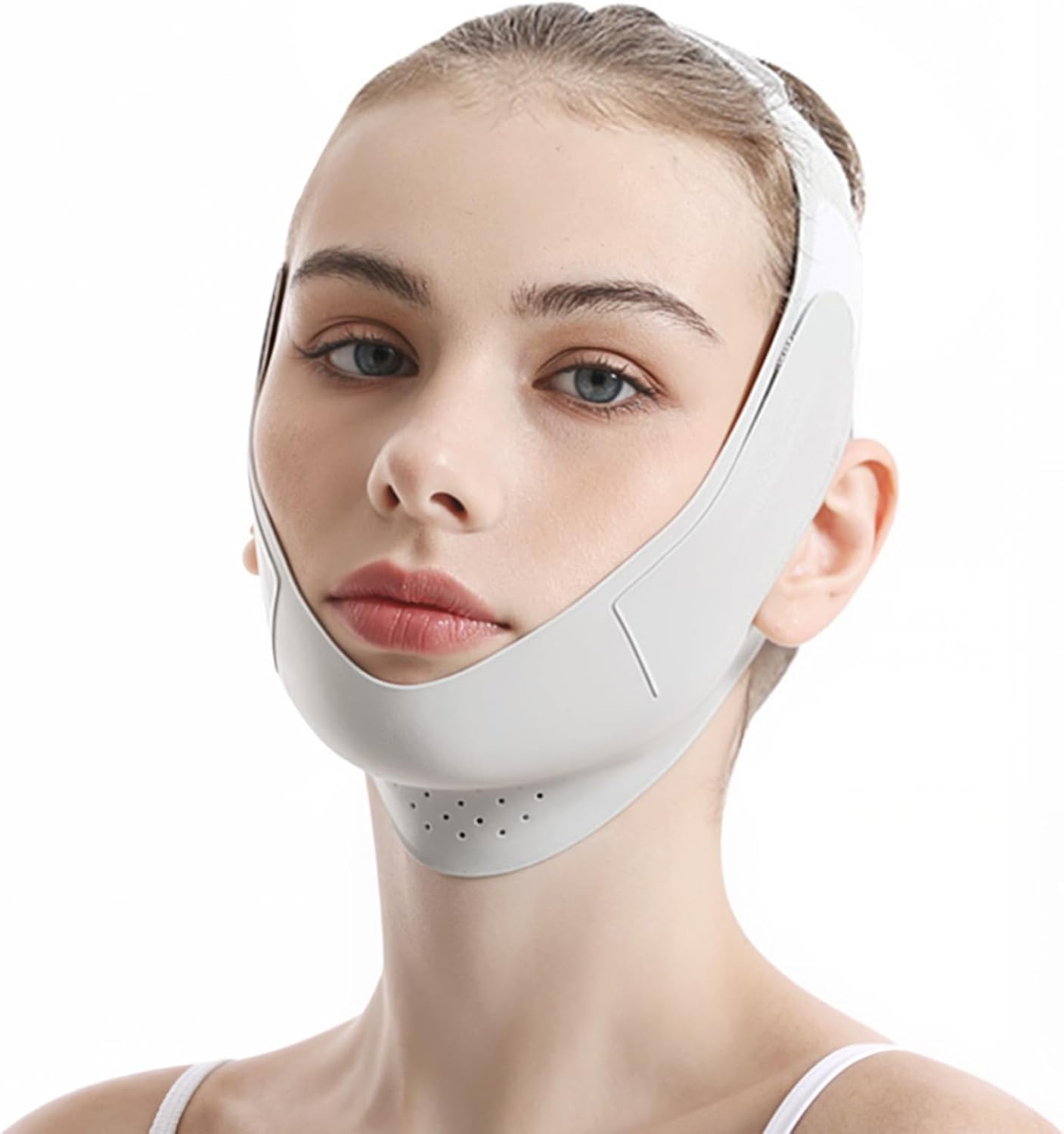 V Line Lifting Mask, V Shaped Face Mask, V Shaped Contouring Face Mask, Reusable Chin Strap for Sleeping, Face Toning Belts, Double Chin and Sagging Shape and Tighten Face, Jaw Exerciser (Pink)