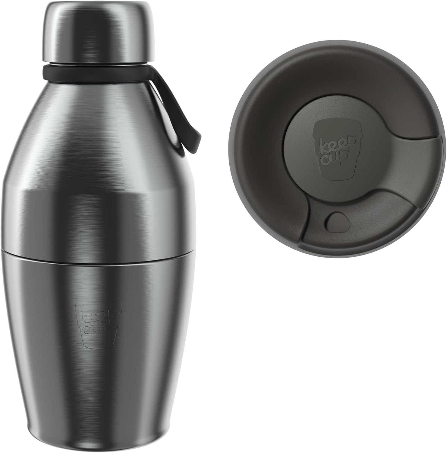 Keepcup Cup-To-Bottle Kit, 2 in 1 Reusable Water Bottle and Travel Mug, Insulated Stainless Steel Dual Opening with Leakproof Sipper Lid - 420Ml Bottle to 8Oz Cup - Nitro Gloss image number 3