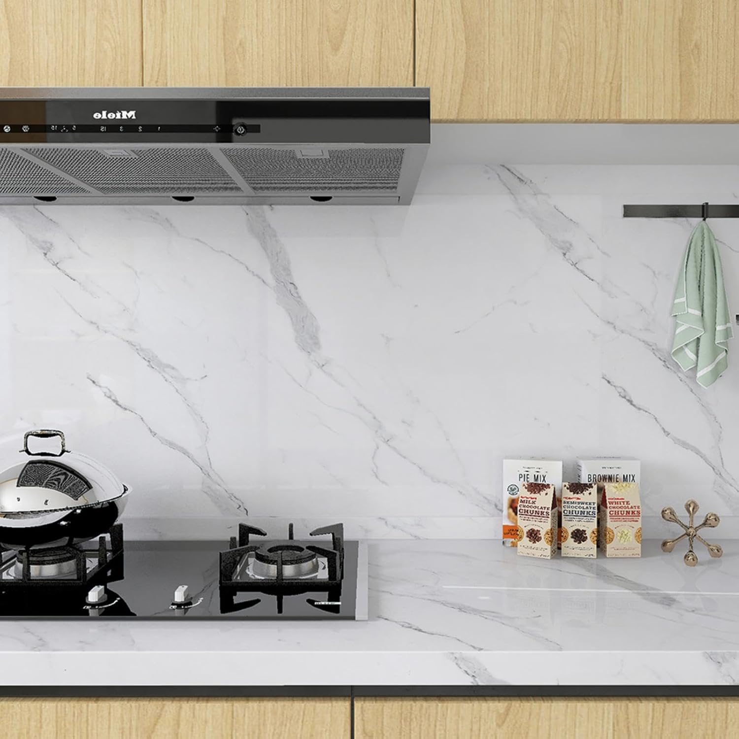 40Cmx3M White Marble Peel and Stick Wallpaper 3D Faux Granite Glossy Contact Paper Self Adhesive Removable Waterproof Kitchen Vinyl Wrap for Cabinets Modern Stick on Wallpaper Furniture Countertop DIY image number 1