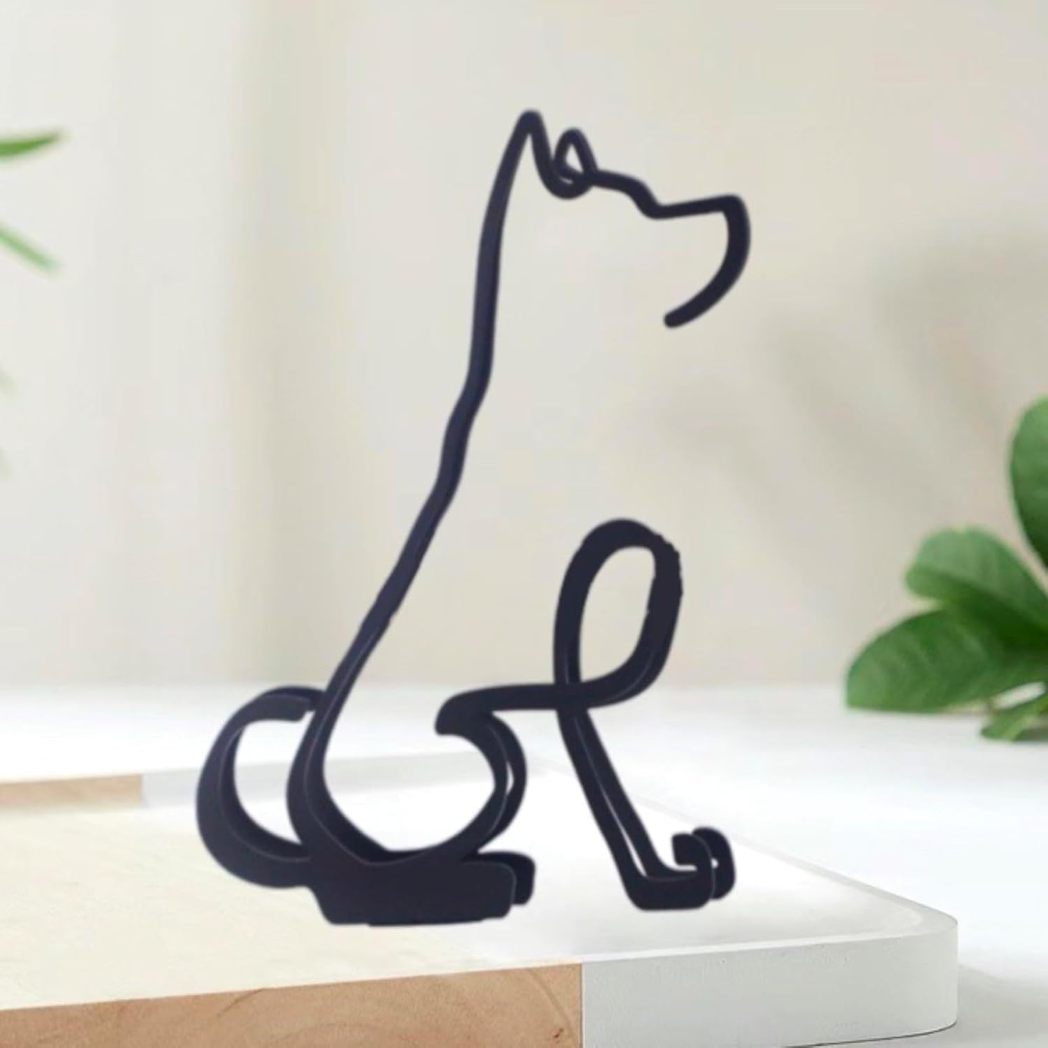 TTYGRHQ Metal Dog Minimalist Art Wall Sculpture, Abstract Simple Metal Wire Art Sculpture Geometric Dog Statues Drawing Art Statue Ornament Wall Art Decoration for Home Office Desktop Decor image number 3