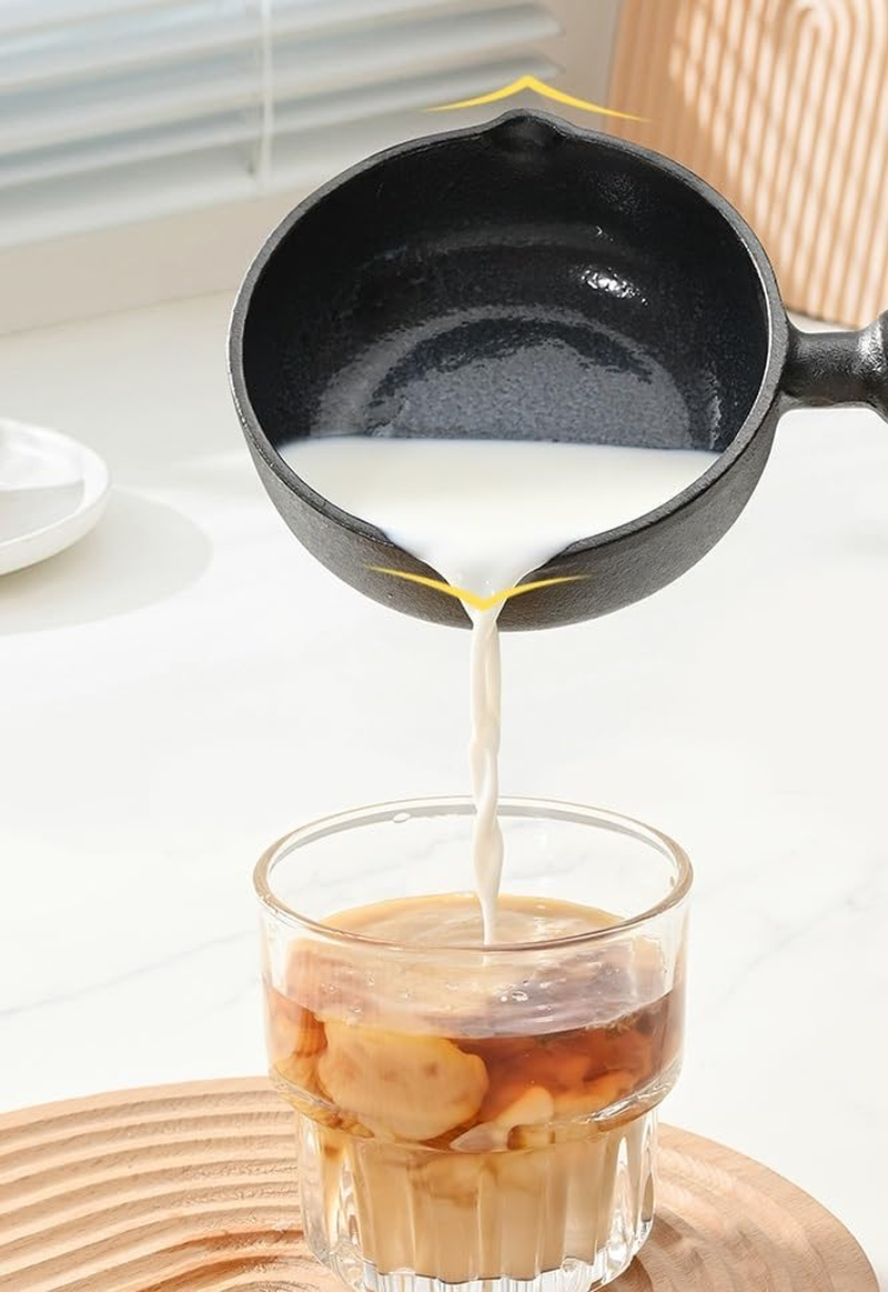 Cast Iron Melting Pot Sauce Pan, Sturdy and Practical Cast Iron Saucepan with Handheld Handle for Making Small Cakes (Black, 10 * 3Cm)