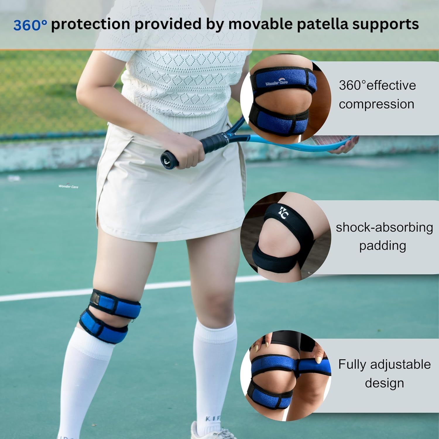 Patella Tendon Support Strap Dual Pack Of1 | Adjustable Knee Strap Patella Tendon Brace with Stabilizer Band for Hiking, Soccer, Basketball, Runners, Jumpers, and Tendonitis Relief for Unisex image number 6
