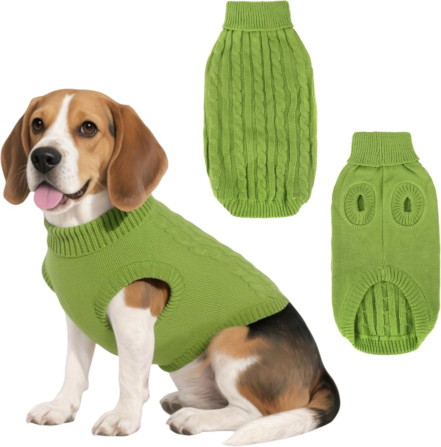 Dog Jumpers Knitted Turtleneck for Medium Large Dogs (Less than 21 KG), Warm Winter Dog Sweater Cute, Apparel Puppy Twist Striped Vest Dog Clothes (Red, Large)