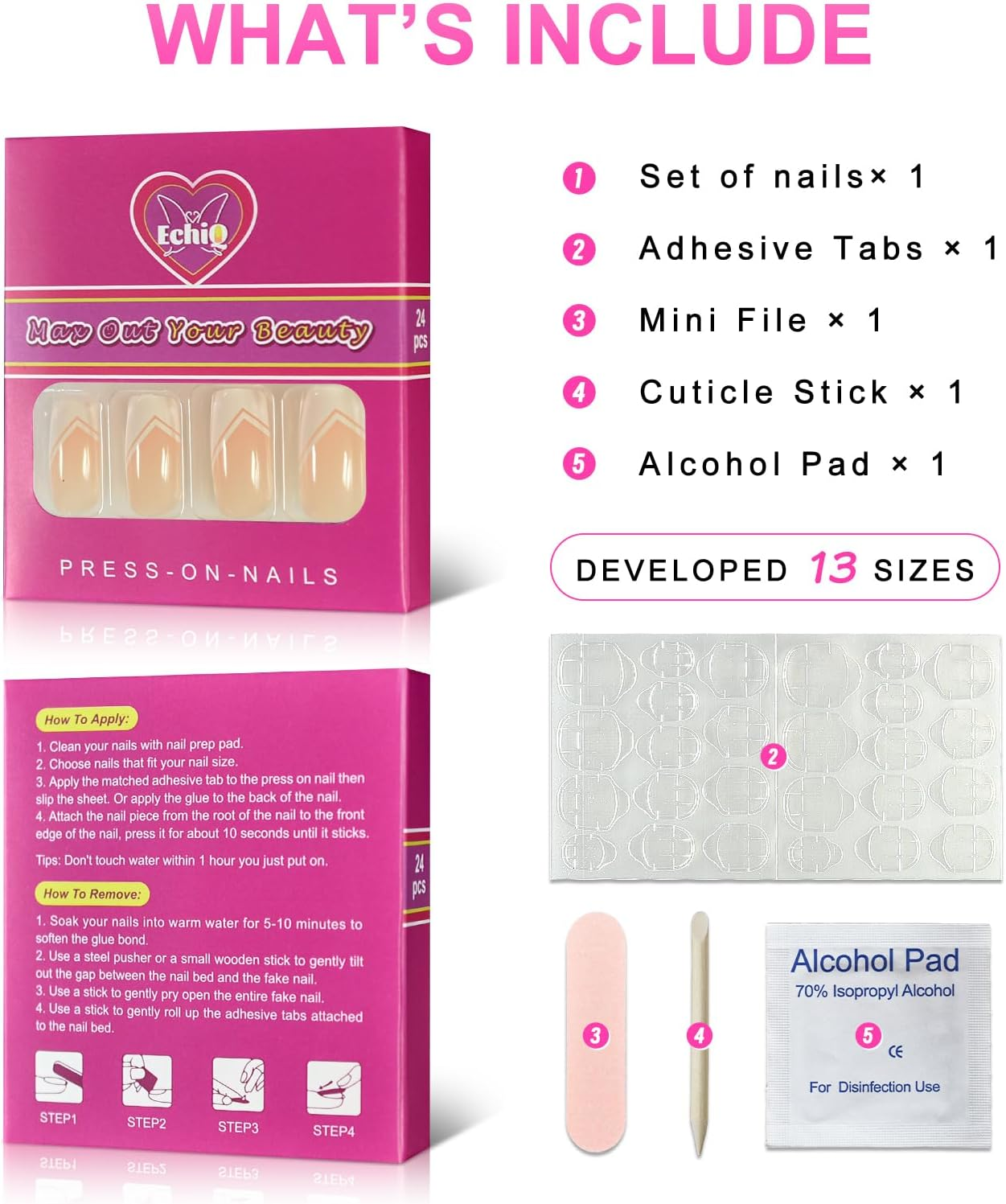 Nude White Press on Nails Medium Square French Glossy Gel Nails Full Cover False Nail Art Tips Salon Manicure Set image number 5