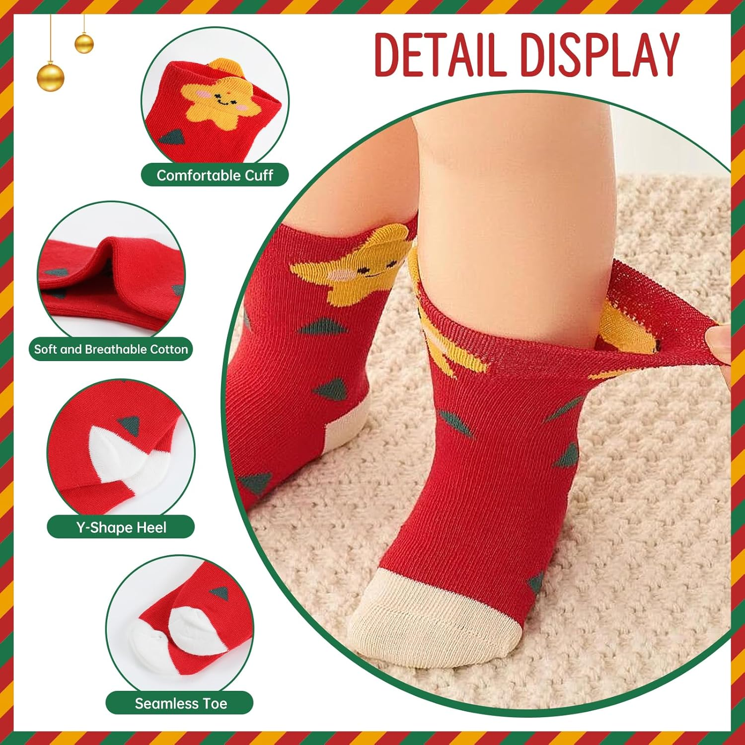 Kids Christmas Socks - 4 Pairs, Christmas Socks for Kids, Ideal Present for Boy & Girl for Birthday & Christmas, Size L (6-8Years) image number 4