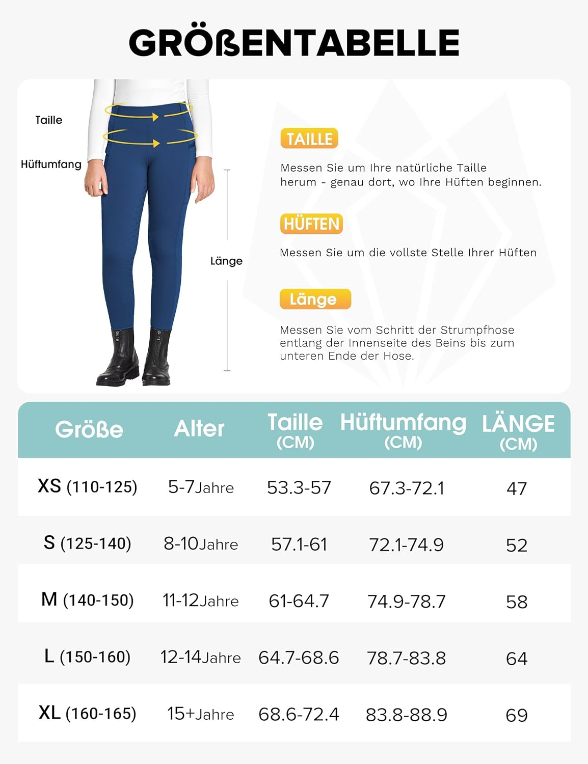 Fitst4 Sports Winter Riding Breeches Children'S Winter Riding Leggings Girls Silicone Full Seat Thermal Jodhpurs with Mobile Phone Pocket and Pockets image number 5