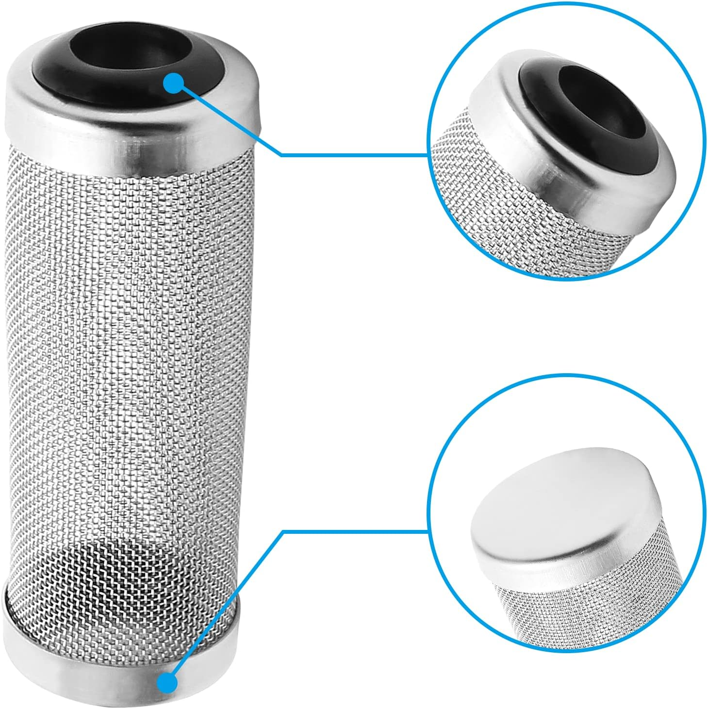 Bivethoi Stainless Steel Aquarium Filter Intake Cover, 16Mm Shrimp Filter Guard Metal Fish Tank Filter Intake Strainer, Mesh Tube Filter Net Cover Aquarium Inlet Filter Screen for Fish Tank image number 1