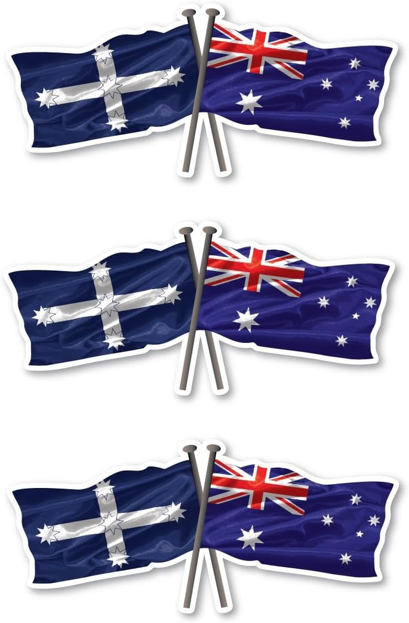 Eureka & Australia Flags Sticker 100Mm 3 Pack Quality Waterproof Vinyl